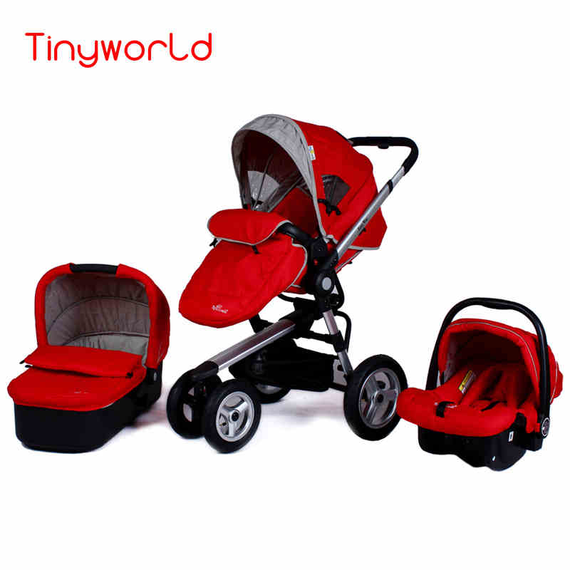 3 in 1 Baby Stroller With Sleeping Basket & Car Safety Seat, Fold Portable Carriage Have Foot Cover