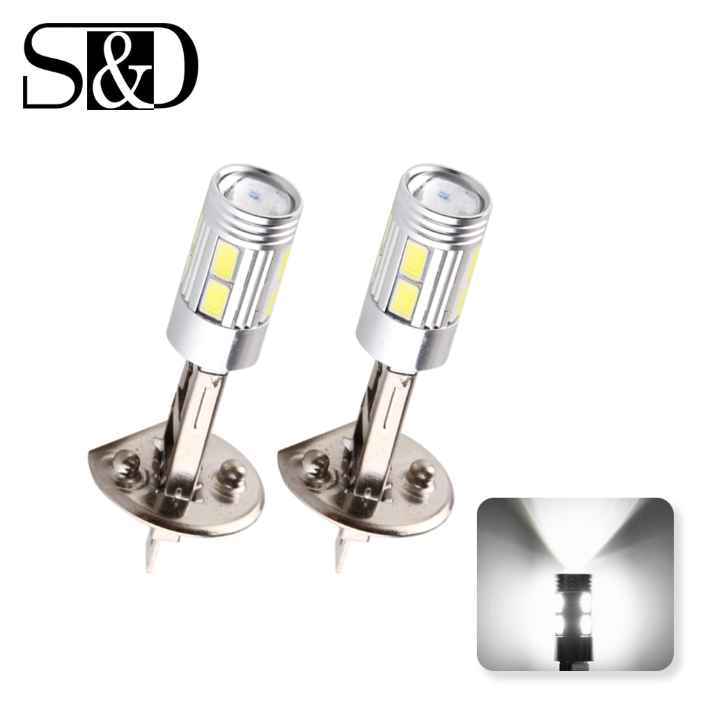 H1 LED Bulbs Super Bright High Power H3 10-SMD 5630 Auto LED Car Fog Signal Turn Light Driving Lamp White Amber Red D45