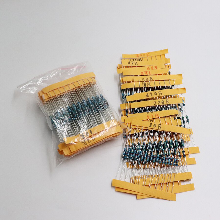 300Pcs 10 -1M Ohm 1/4w Resistance 1% Metal Film Resistor Assortment Kit Set 30Kinds*10pcs=300PCS Free Shipping