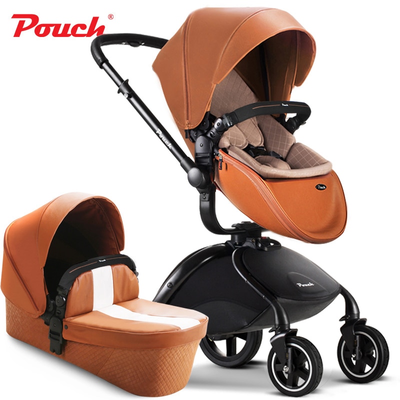 2 in 1 Baby Stroller With Sleeping Basket, Rubber Wheel High Landscape Carriage, Fold Pram Of Good Shock Absorption