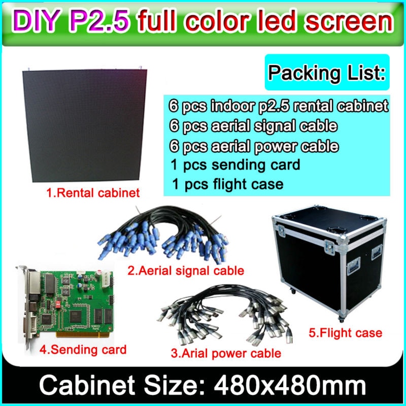 rental video wall for indoor p2.5 hd led display screen full color small spacing di-cast alumium cabinet 480x480mm