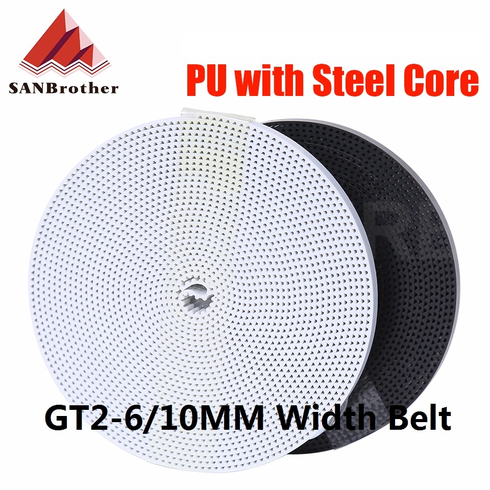 GT2 Belt PU with Steel Core GT2 Belt 2GT Timing Belt Width 6mm 10mm for 3D printer parts Anti-wear Reinforce Open Belt