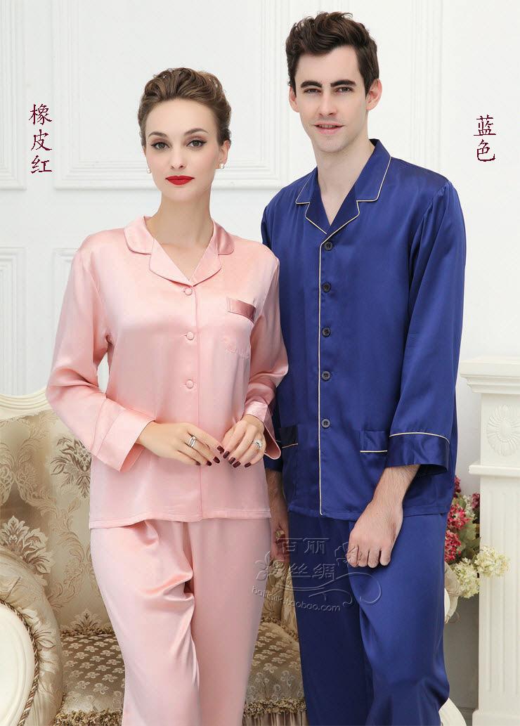 100% mulberry silk couple household to take heavy silk pajama super-large size M - XXXXL men and women