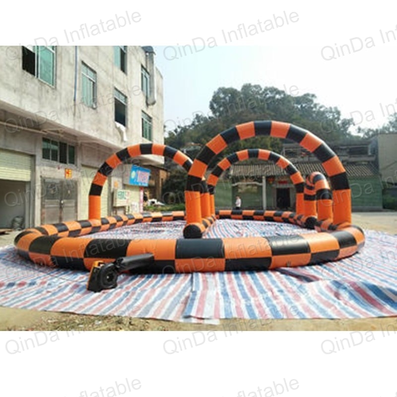 Kids play outdoor sports games go kart race track for balls inflatable race track