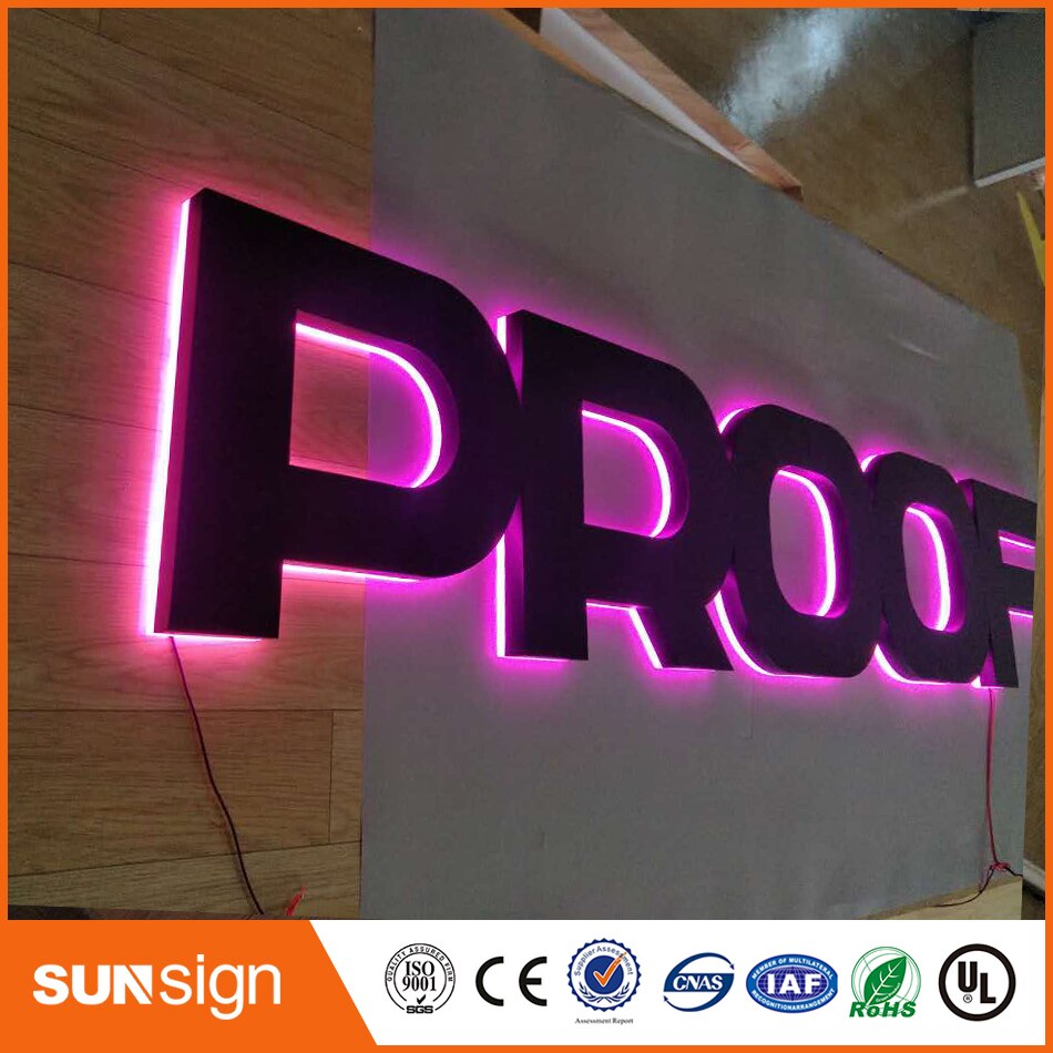 Outdoor stainless steel backlit letters and signs