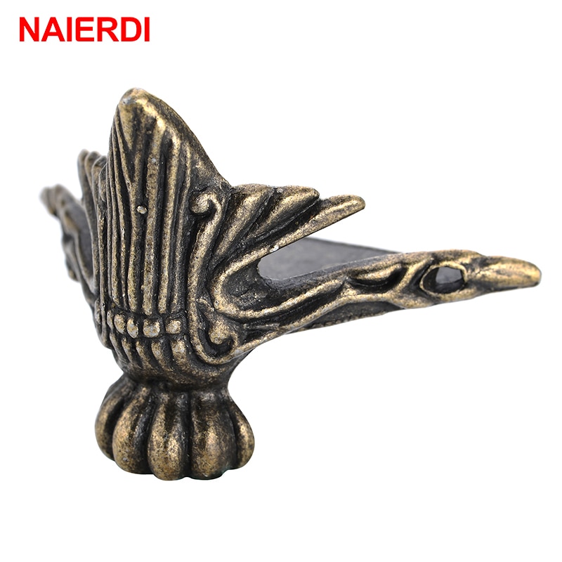 4PCS NAIERDI 40x30mm Antique Wood Box Feet Leg Corner Protector Triangle Rattan Carved Decorative Bracket For Furniture Hardware