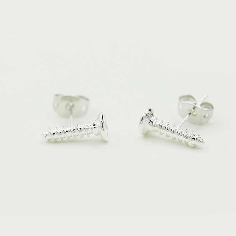 Silver Color Nail Screw Stud Earring For Women Men Earrings Ear Piercings Fashion Jewelry Punk Accessories Boys Girls Pendientes