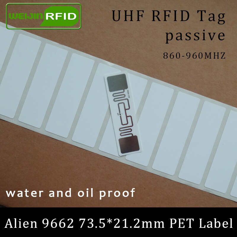 UHF RFID tag Alien 9662 printable PET label 915mhz 900mhz 868mhz 860-960MHZ Higgs3 EPCC1G2 6C smart card passive RFID tags label