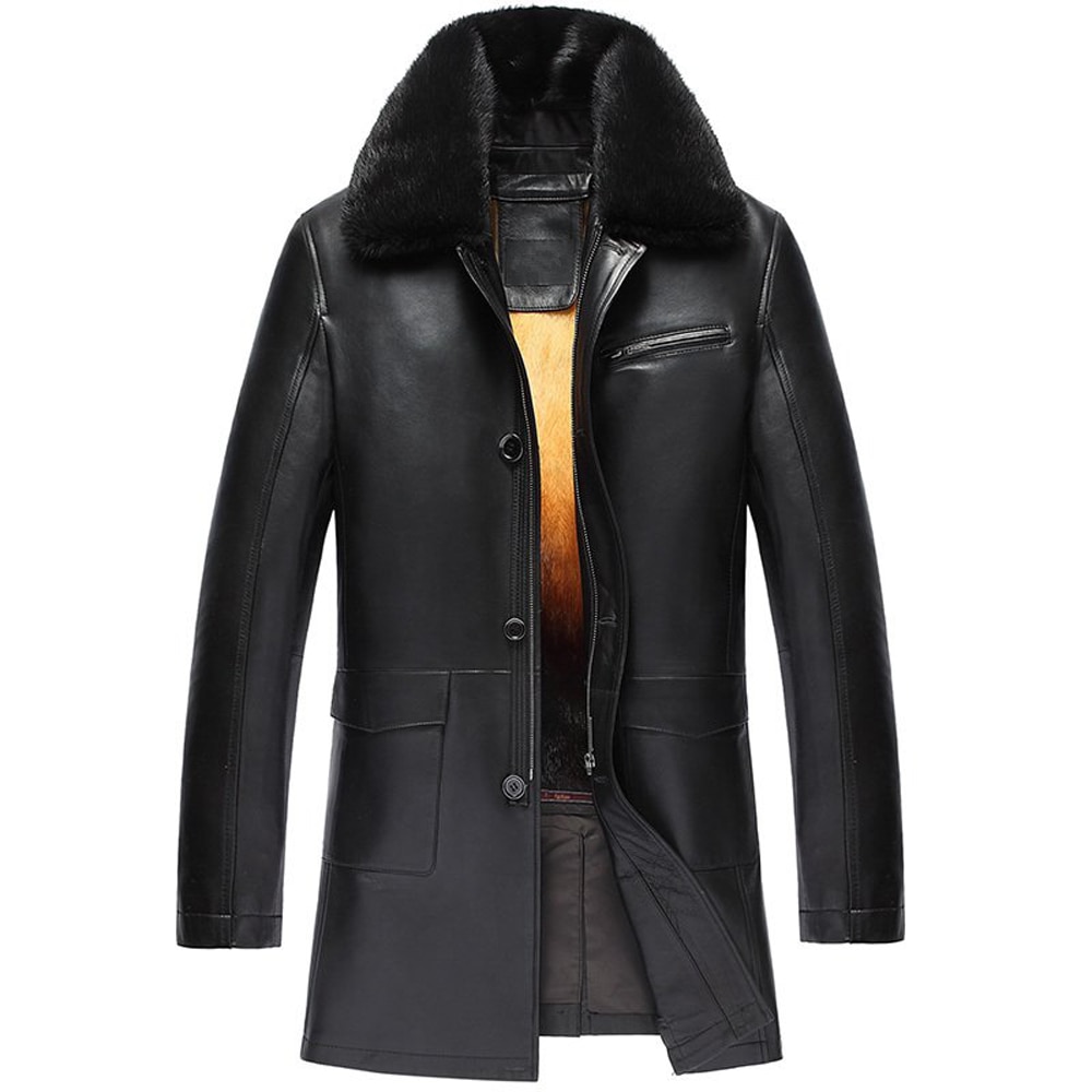 Men's Golden Mink Fur Coat Sheepskin Jacket Removable Lined Parkas Custom Winter Outerwear Tj15