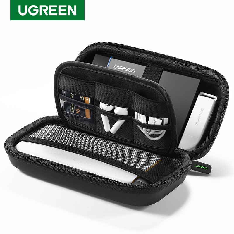 Ugreen Power Bank Case Hard Case Box for 2.5 Hard Drive Disk USB Cable External Storage Carrying SSD HDD Case