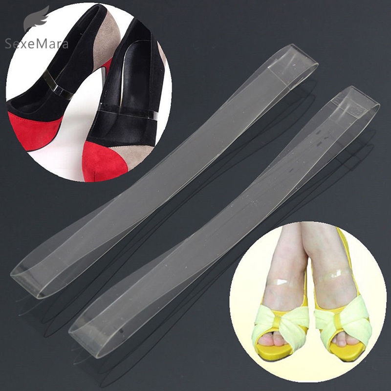 SexeMara 1 pair Gel Fly Fall Shoes Foot Protection Dancing Walking Transparent Invisible Flexible Shoelace High Heel Shoes Bands