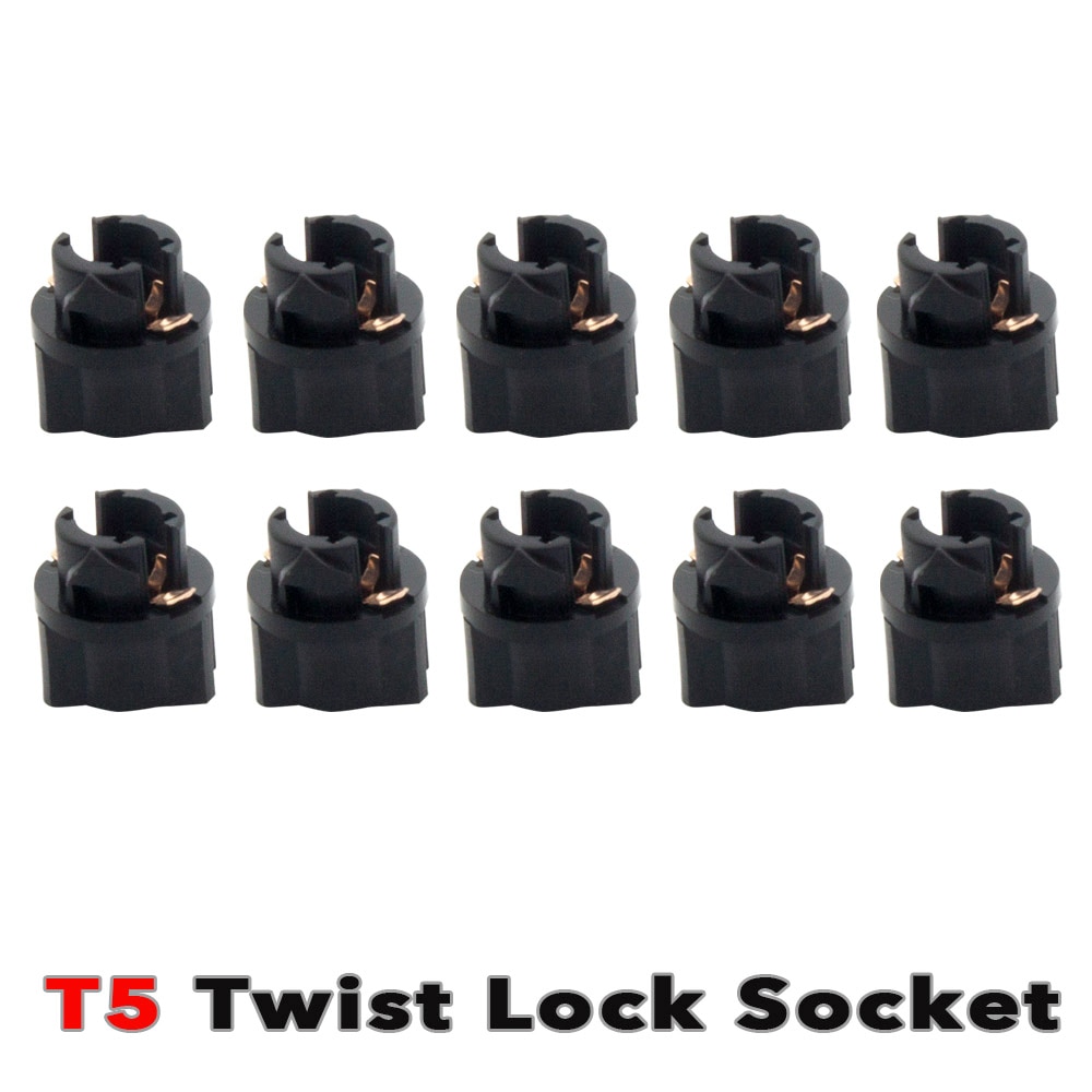 10x T5 Twist Lock Socket Wedge Base 3/8" Dashboard Instrument Panel Cluster Plug for Dash Light Bulb 37 74 73