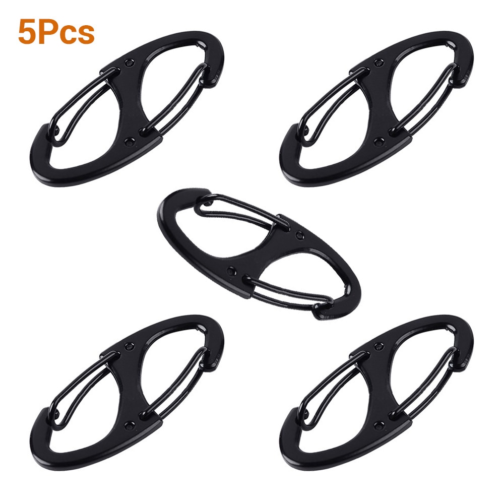 5Pcs Locking Carabiner Keychain 8 Ring Quick Release Clip Buckle Protable Quickdraws Hiking Climbing Camping Tool Gear