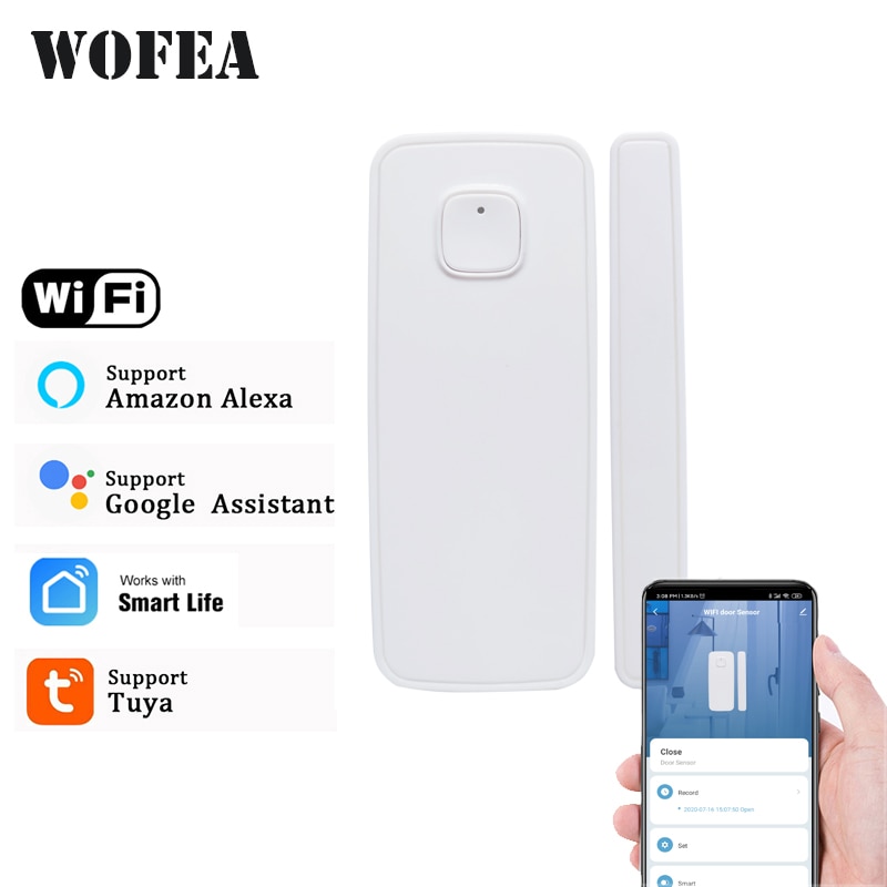 Wofea 433mhz / Wifi Wireless Window & Door Sensor Wifi Contact Magnetic Detector Smart Door Sensor Battery Not Included