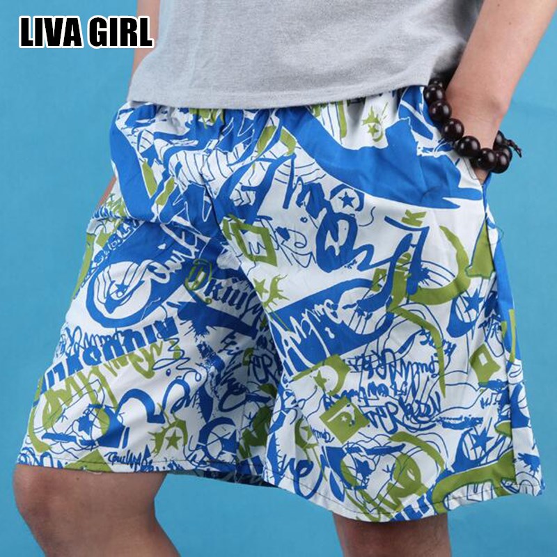 Liva Girl Hot Fresh Summer Men's Printed Board Shorts Polyester Causal Beach Boardshorts For Male Random Color One Size