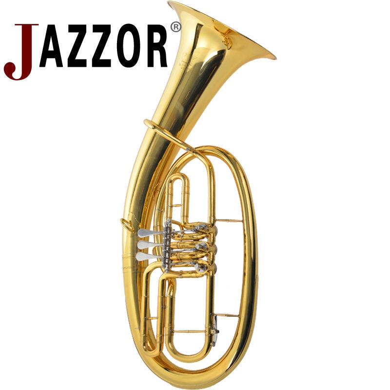 JAZZOR JYBT-E110 baritone horn B flat gold lacquer baritone brass wind instrument with mouthpiece & baritone case