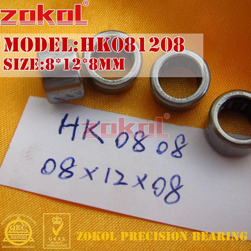 ZOKOL HK0808 HK0810 HK0812 Drwan Cup Caged Needle Roller Bearings With Open End 8*12*08 8*12*10 8*12*12 mm