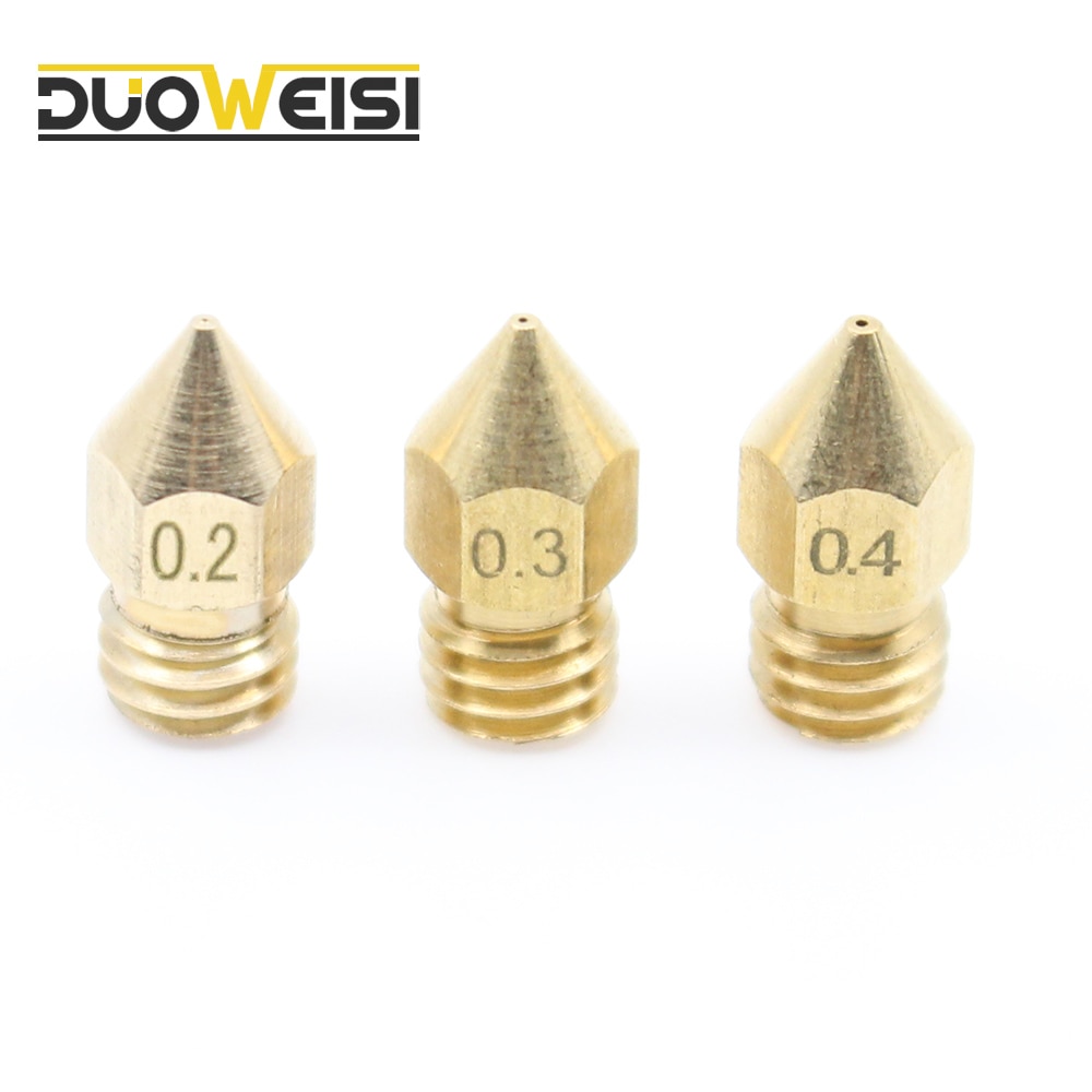 M6 screw 3D Printer Brass MK8 Nozzle0.2/0.3/0.4/0.5/0.6MM for 1.75/3mmFilament Print Head For Makerbot Ultimaker