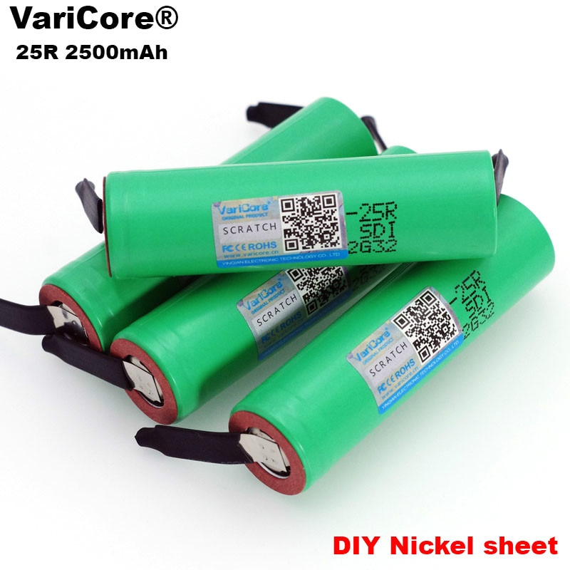 2021 100% New Brand 18650 2500mAh Rechargeable battery 3.6V INR18650 25R M 20A discharge + DIY Nickel