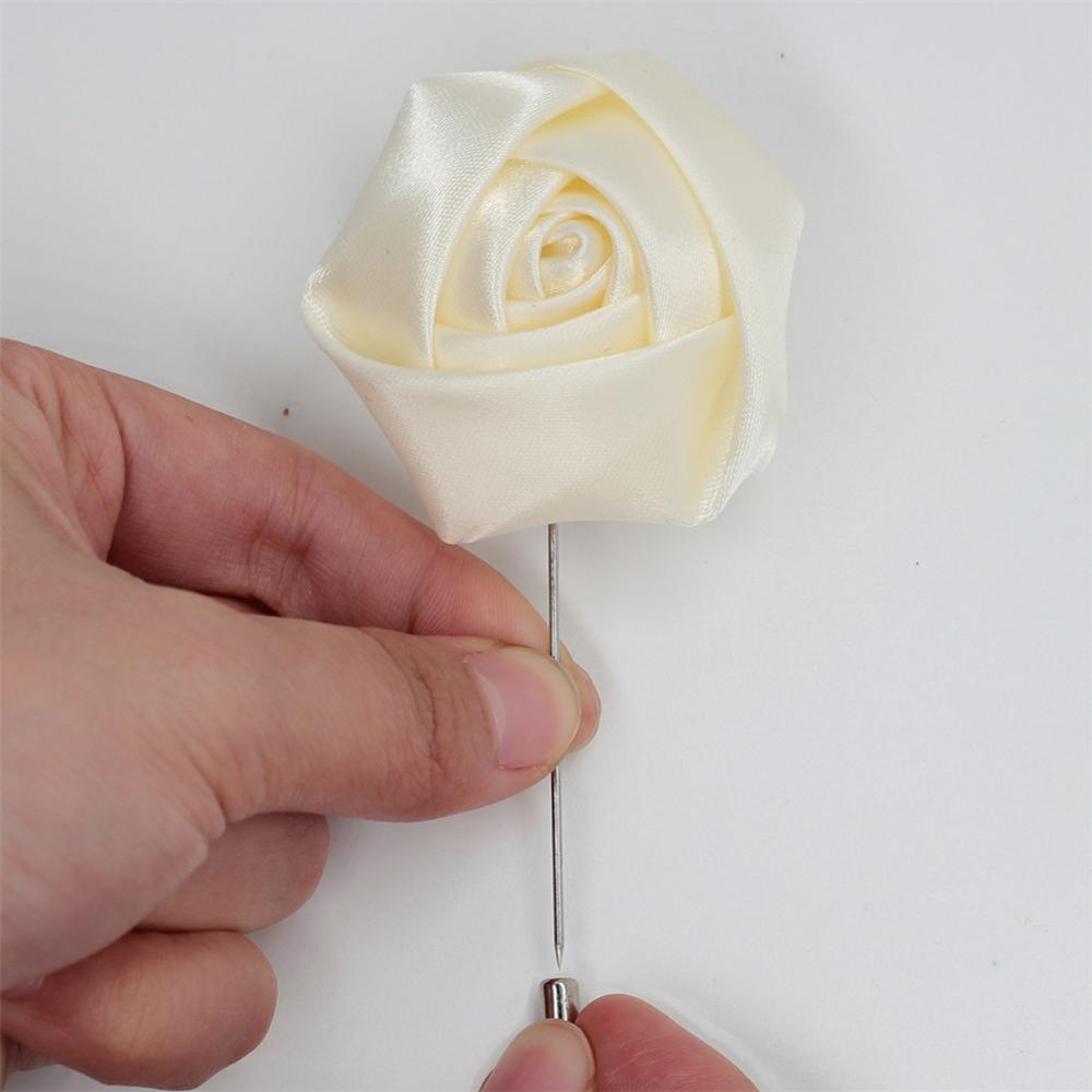 WifeLai-A Cheapest Custom Satin Rose Flower Wedding Corsage Boutonnieres Bridal Wedding Party Groom Flowers Brooch Pin