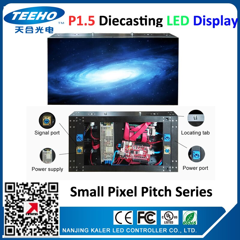 HD P1.5 LED TV 16:9 480 x 270mm 320 x 180mm SMD1010 led display, diecasting cabinet can play HD photos and video TV LED wall