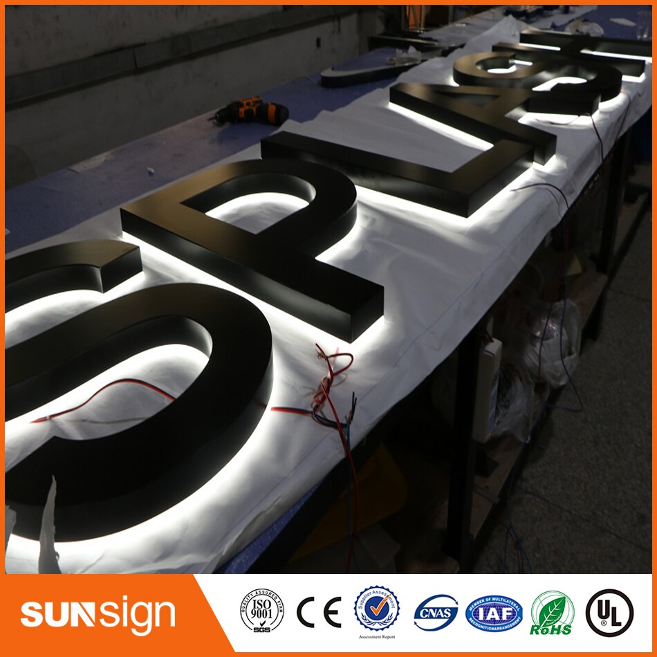China Manufacturer OEM custom advertising backlit stainless steel LED letter sign and 3d sign letters