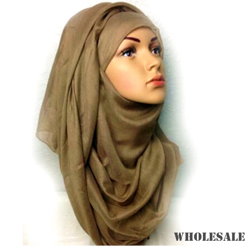 100pcs wholesale Women Plain Maxi Hijab scarf soft Soild muslim shawls wraps lady viscose head scarfs Fashion pashmina scarves