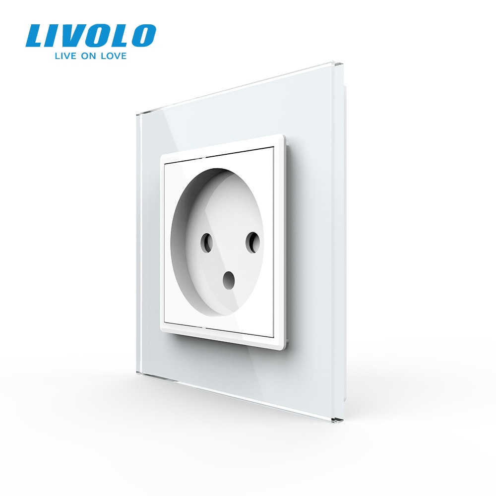 Livolo EU Standard Israel Power Socket, Crystal Glass Panel,100~250V 16A Wall Power Socket,C7C1IL-11/12/13/15(7colors),no logo