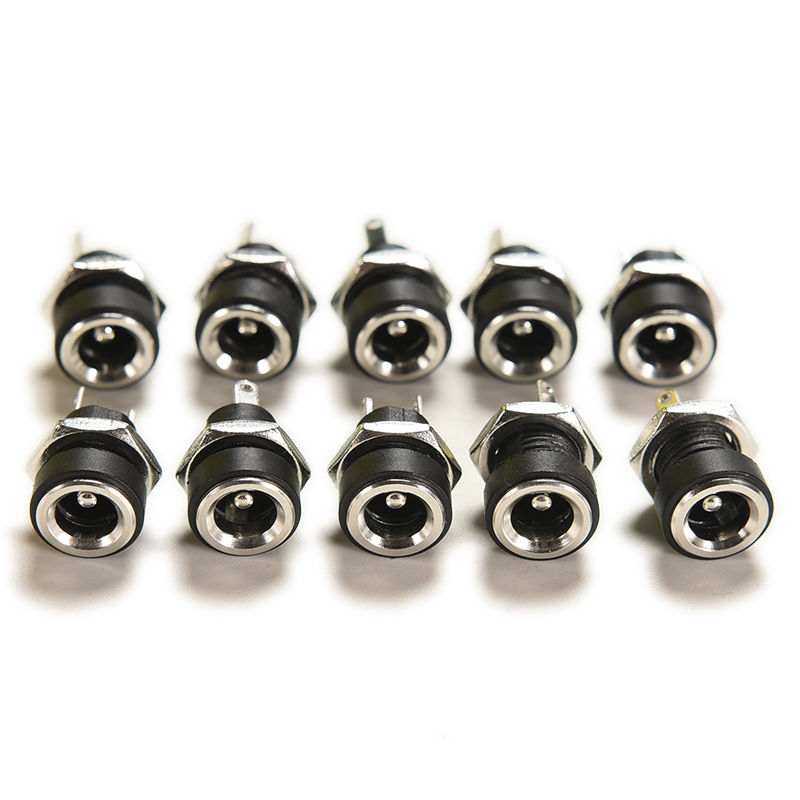 5.5*2.1 3A 12v for DC Power Supply Jack Socket Female Panel Mount Connector 5.5mm 2.1mm Plug Adapter 2 Terminal types 10Pcs