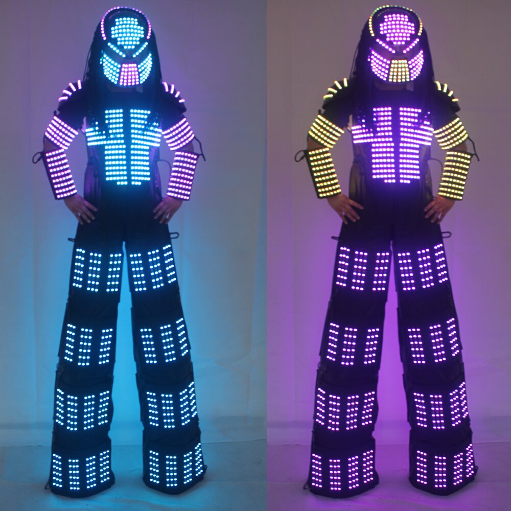 New Arrivals LED Robot Costume David Guetta LED Robot Suit Laser robot jacket Rangers Stilts Clothes Luminous Costumes