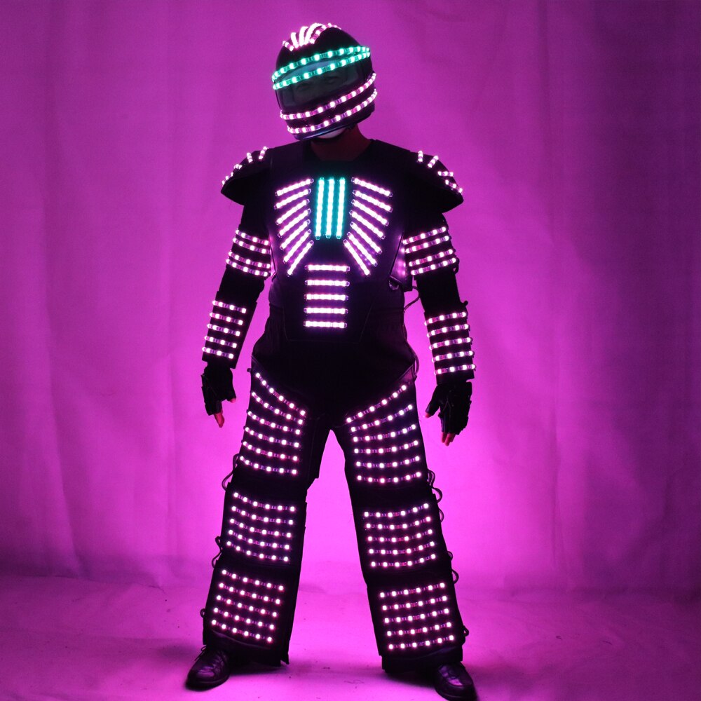 Future LED Robot suit stage performance light up costume helmet rgb change color LED Clothing Bar Nightclub