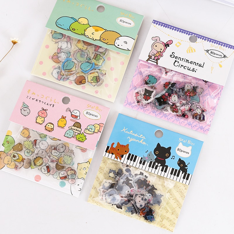 80pcs/pack Sticker Diary Scrap Book Scrapbooking Decor Decoration PVC Stationery Stickers