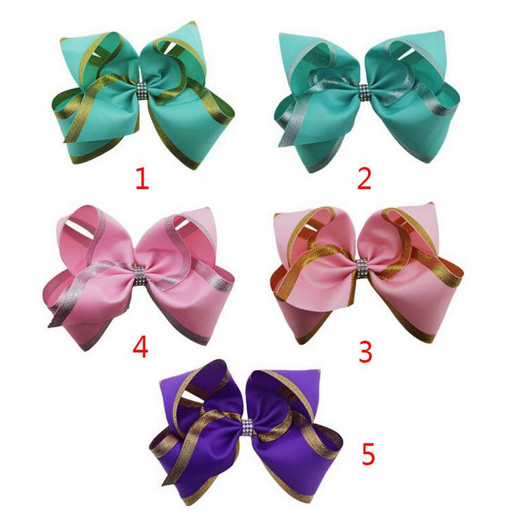 100pcs DHL Free shipping Gold Metallic Edge Grosgrain Ribbon Jojobow Hairbow 8" Extra Large Hair Bow