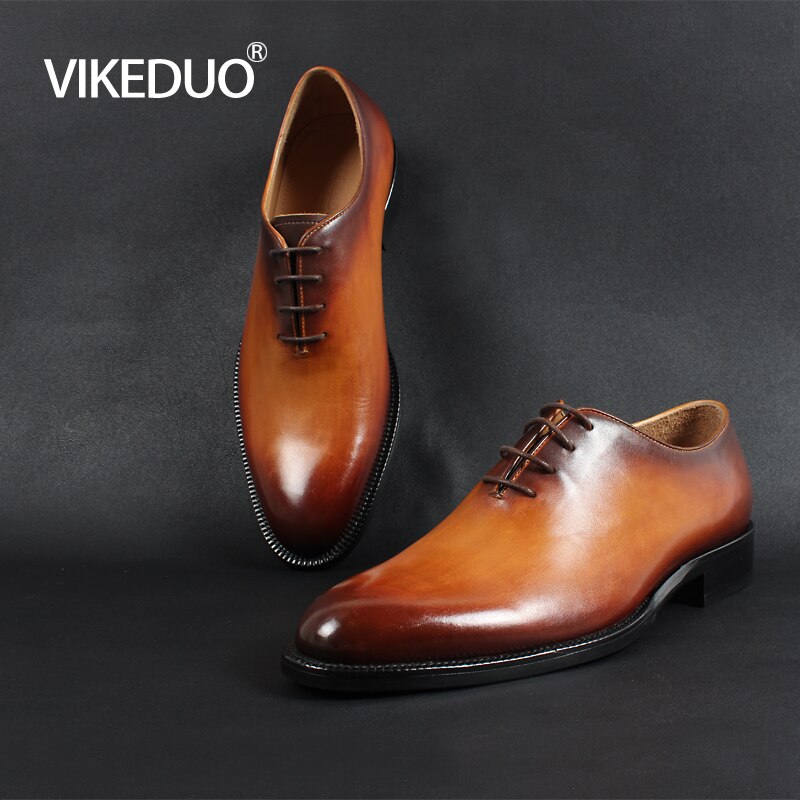 2020 Superstar Vikeduo Handmade Vintage Genuine Leather s Shoe Wedding Formal Luxury Party Dress Unique Design Men Oxford Shoes