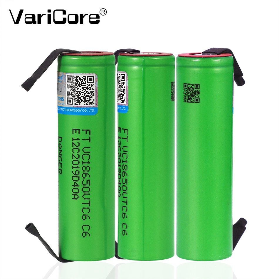 VariCore VTC6 3.7V 3000 mAh 18650 Li-ion Rechargeable Battery VC18650VTC6 batteries + DIY Nickel Sheets