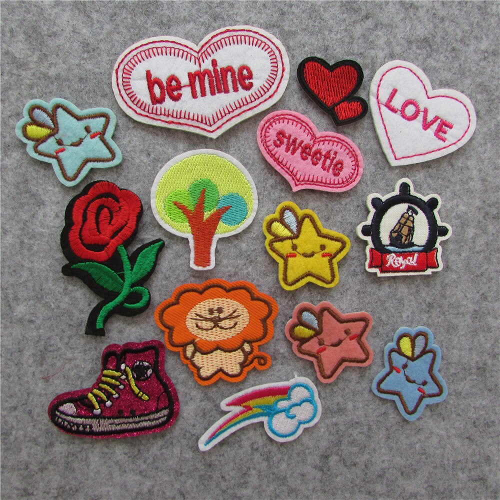 pink heart fashion rose flower iron on embroidery of clothes decorate badge patch sewing clothing Fabric accessories patches