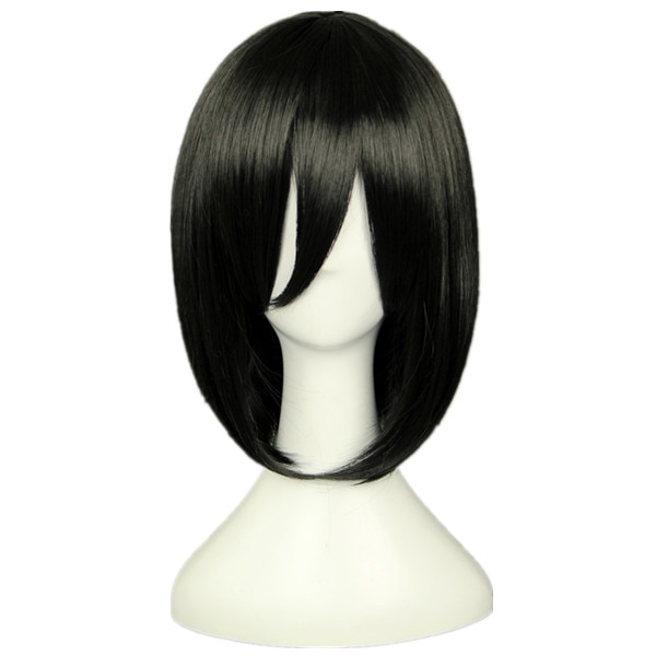 Attack on Titan Mikasa Ackerman Short Bob Black Heat Resistant Cosplay Costume Wig