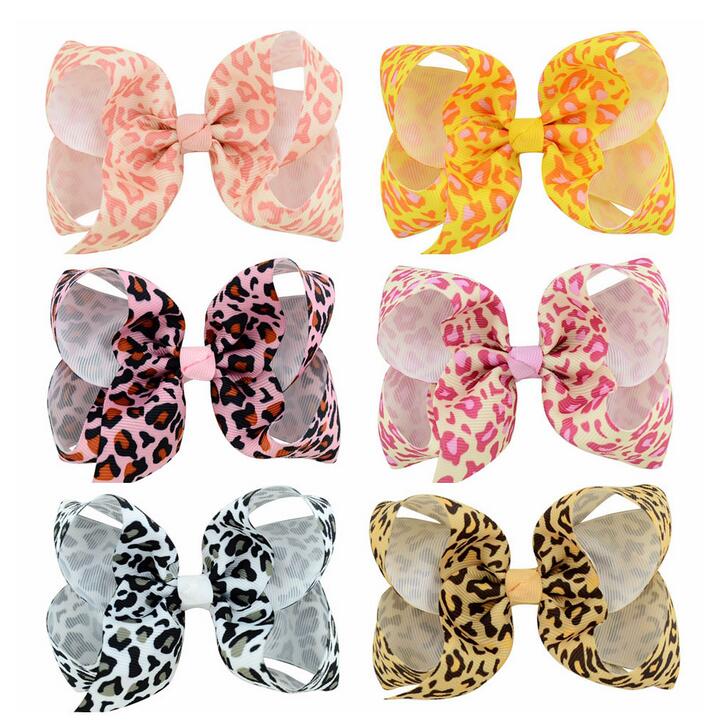 100pcs Free shipping Trendy Boutique Leopard Funky Cheetah Hair Bow Leopard HairBow