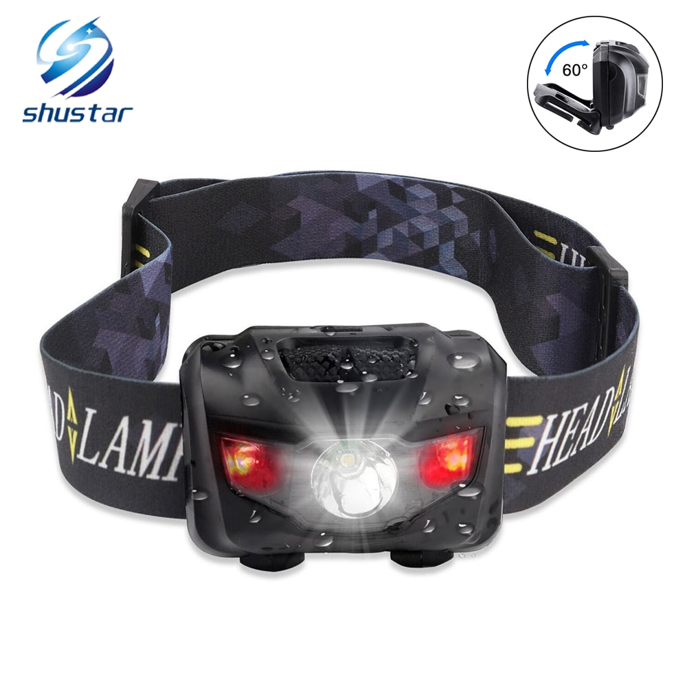 Mini HeadLamp 4 light Modes Waterproof R3+2 LED Super Bright Headlight Headlamp Torch Lanterna with Headband Use 3xAAA batterys