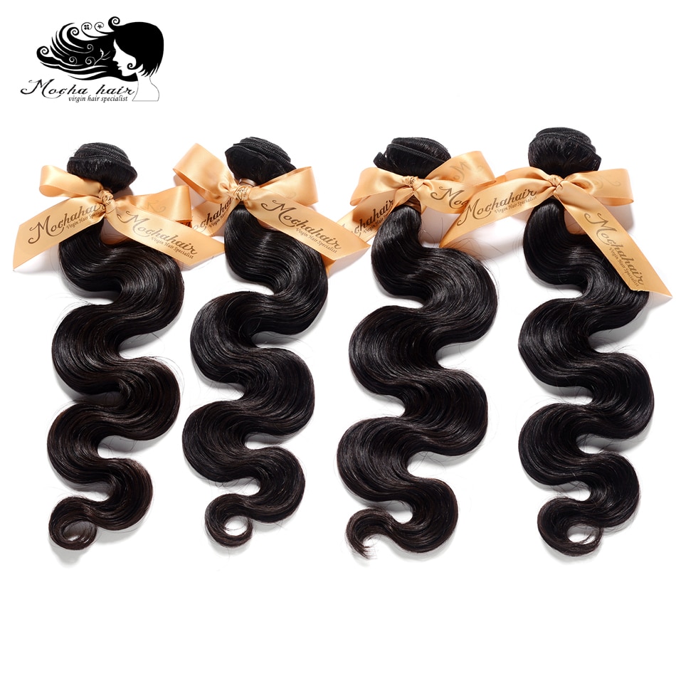 Mocha Hair 10A Brazilian Virgin Hair Body Wave 4 Bundles Natural Color 10“-24” 100% Human Hair Weaving 10" to 28" Free Shipping