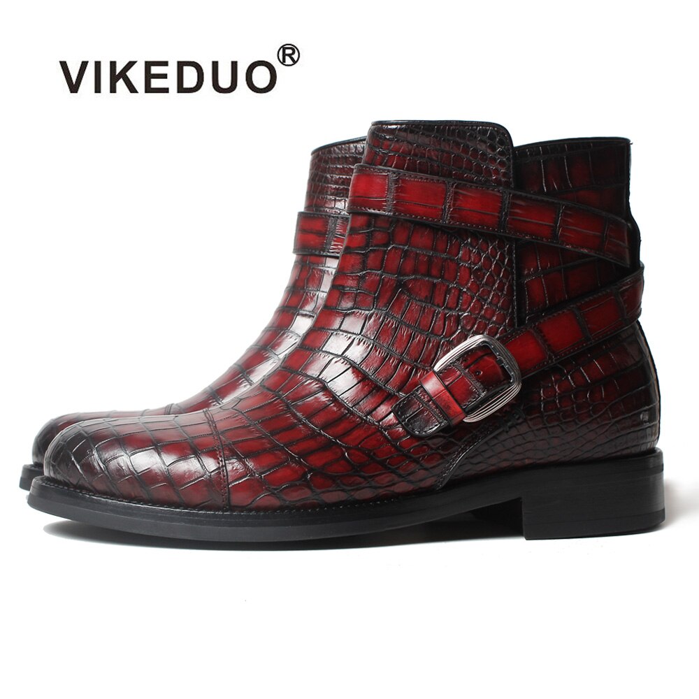 Vikeduo Designer Classic Custom Handmade Fashion Luxury Genuine Leather Boots Alligator Winter Snow Crocodile Dress Men Boots