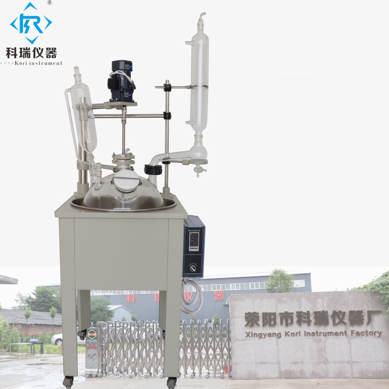 30l Chemical Agitated Tank with Reflux condenser Heating mantle glass reactor