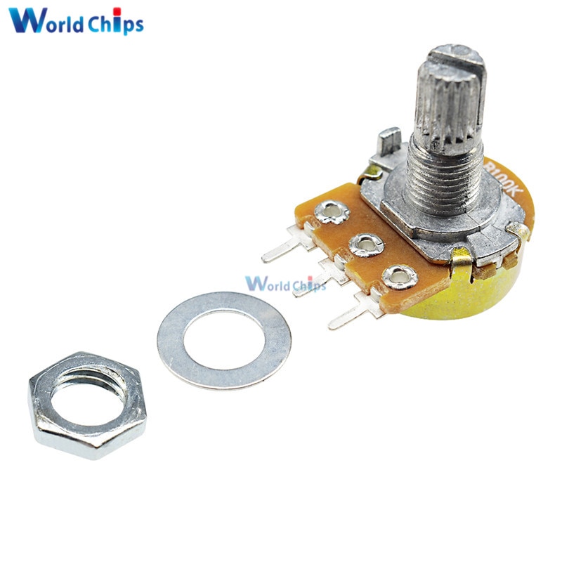 2Pcs WH148 B100K Linear Potentiometer 3Pin 15mm Shaft With Nuts And Washers Ohm Linear Taper Rotary Potentiometers