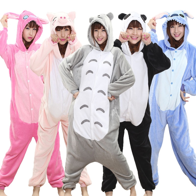 Totoro Kigurumi Onesie Adult Animal Unicorn Pajamas Suit Warm Soft Stitch Sleepwear Onepiece Winter Jumpsuit Pijama Cosplay