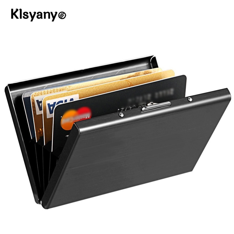 Stainless Steel Metal Card Case Box Men Women Business Slim Credit Card Holder Protector Wallet Cover Coin Purse Aluminum