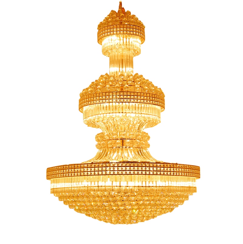 Royal Empire Golden Crystal Chandeliers Duplex villa staircase crystal chandelier crystal large modern long hanging lamp hotel