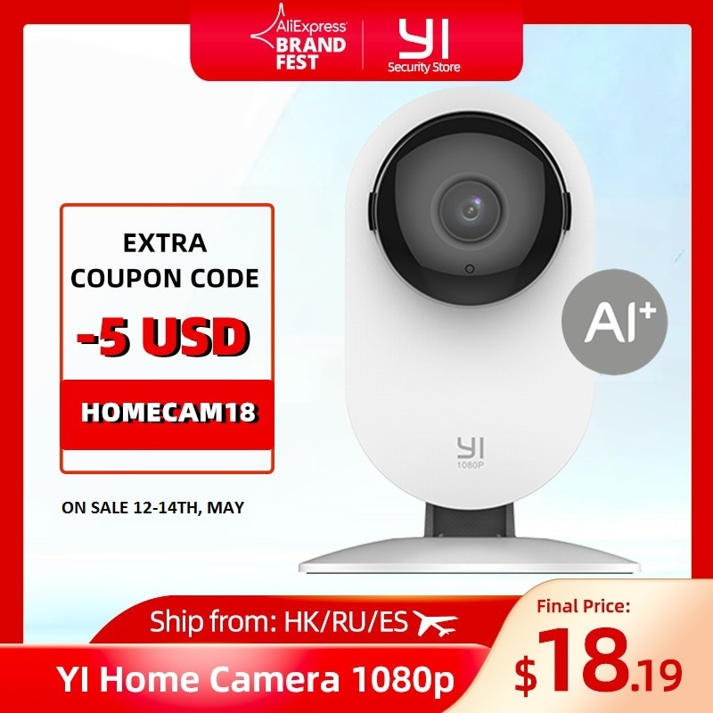 YI Home Camera 1080p AI Powered Baby Monitor FHD Human Detection Security Surveillance Night Vision Cloud International Version