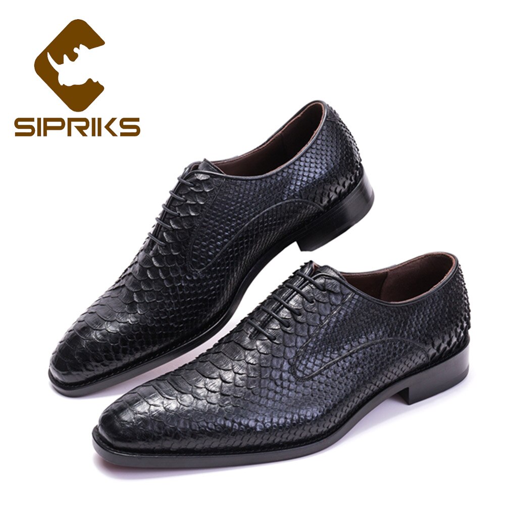 2020 Sipriks Mens Snake Skin Social Shoes Italian Goodyear Welted Dress Shoes Real Python For Male Boss Business Work Oxfords 44