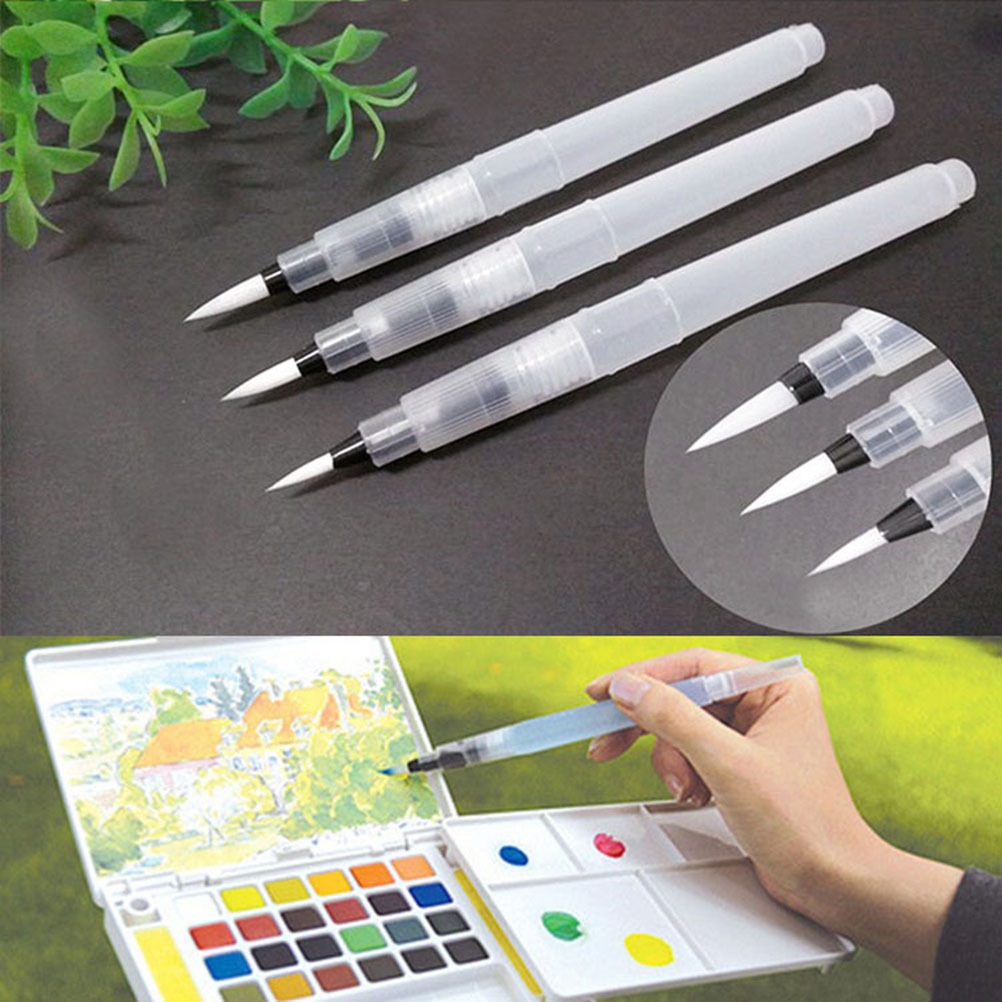 3PCS/lot Refillable Paint brush Soft Brush Pen Ink Water Color Calligraphy for Beginner Painting Reusable S M L marker pen