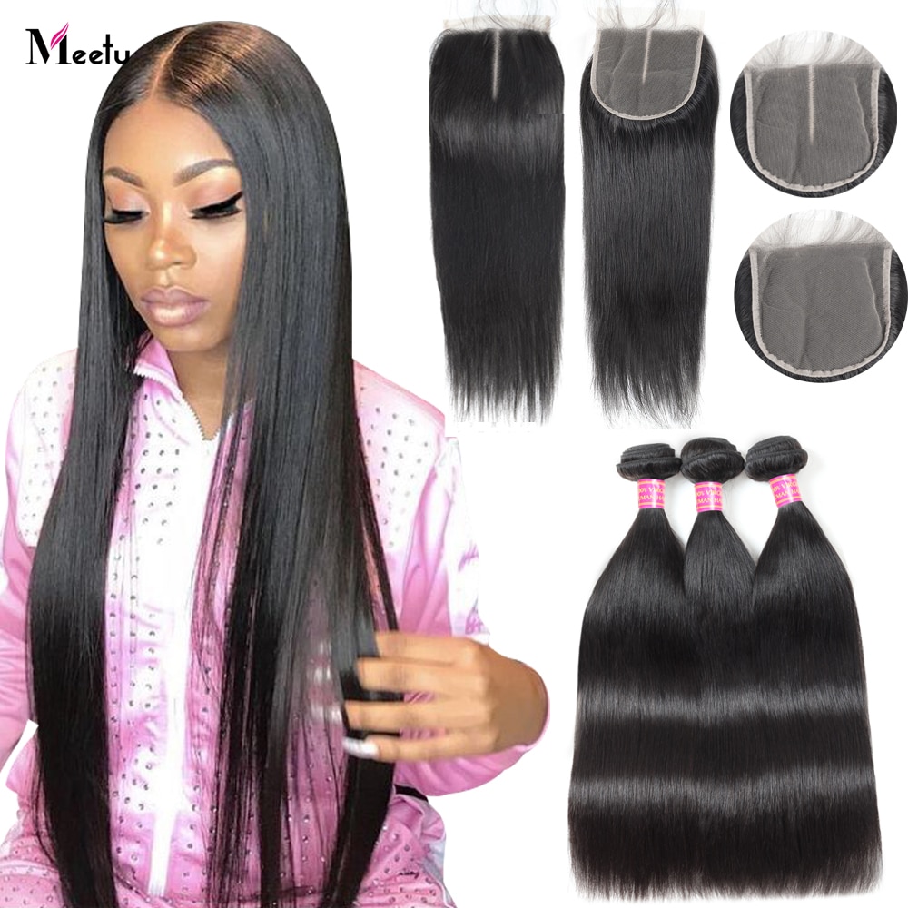 Bone Straight Human Hair Bundles With Closure HD Lace Closures With Bundles Brazilian Hair Weave Bundles With Closure Remy Hair